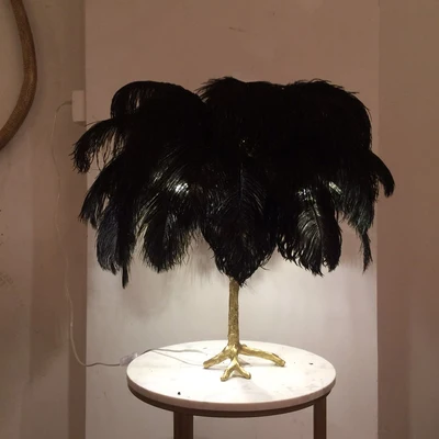 Северный страусиное перо золото медь латунь Смола торшер Tripot стоячие лампы для гостиной deco салон Прямая поставка - Цвет абажура: Table Black