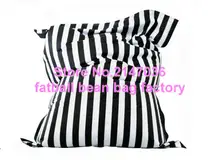 Fashion black stripes cotton fabric bean bag , Adults comfortable living room indoor beanbag chairs