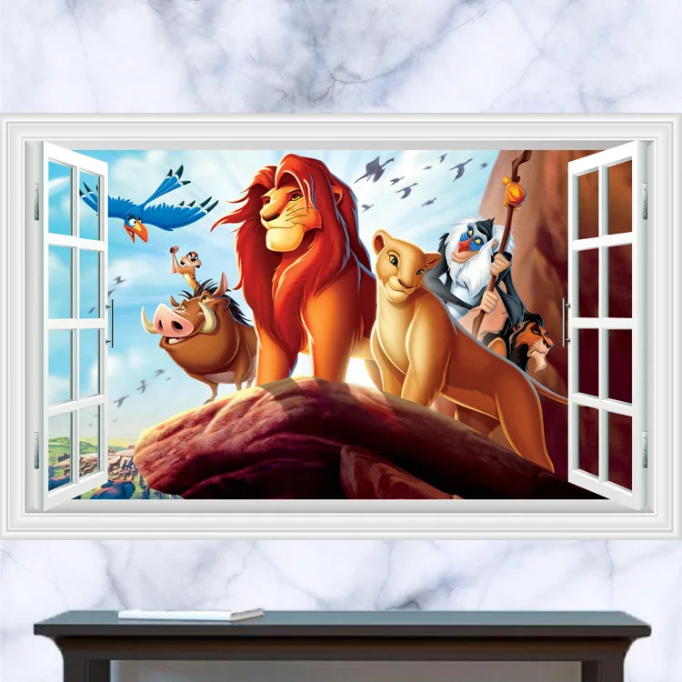 Дисней аниме-наклейки 3d трехмерное окно лев Король муфаша король Клифф мультфильм детская комната 3d наклейки игрушка подарок