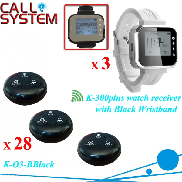 28 Waterproof Guest Call Button W 3 pager watch Wireless Call Bell System Restaurant Table Buzzer