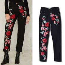 Весенние черные прямые джинсы для женщин, высокая талия, 3D вышивка, цветочный принт, женские цветные джинсы размера плюс, женские джинсы, длинные штаны