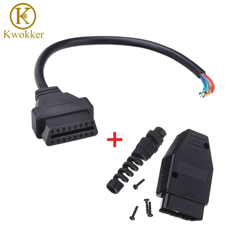 OBD2 (M + F) штекер 16 контактный разъем для диагностики автомобиля открытый