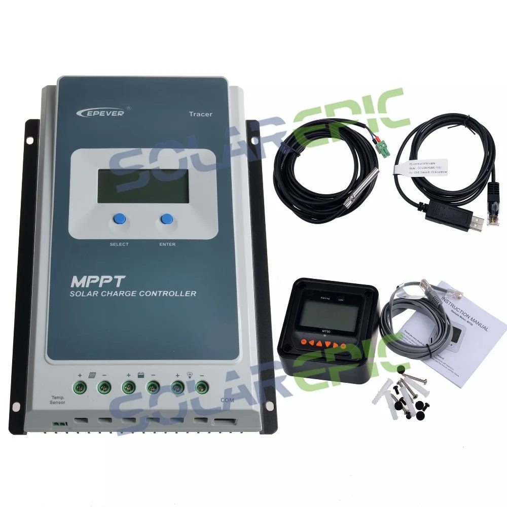 40A MPPT Solar Charge Controller + Remote Meter MT50 EPEVER Battery