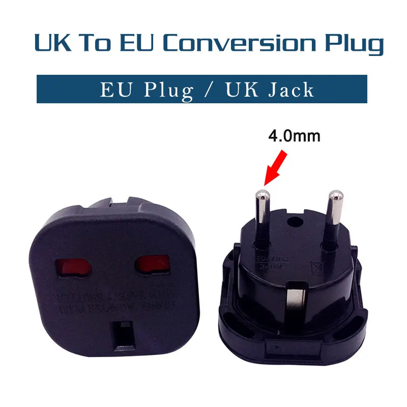 1 шт. Великобритания в ЕС AC Розетка зарядное устройство для путешествий адаптер конвертер 4,0 мм электрическая розетка евро зарядное устройство Европейского образца розетка питания - Цвет: Черный