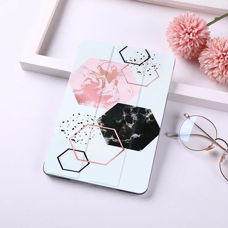 

For Ipad Air 1 2 air 10.5 Marble Painted Stand Protective Case For iPad Air 3 shockproof Back covers Shell Auto Sleep wake