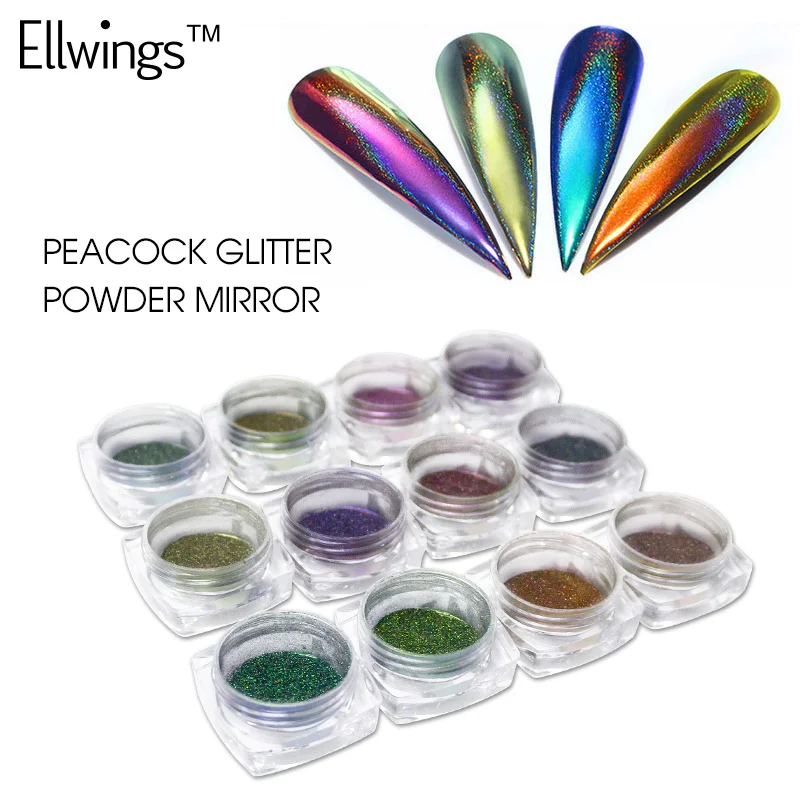 

Ellwings 0.2g Neon Dust Nail Design Laser Chameleon Peacock Nail Glitter Holographic Nail Powder Mirror Effect Nail Art