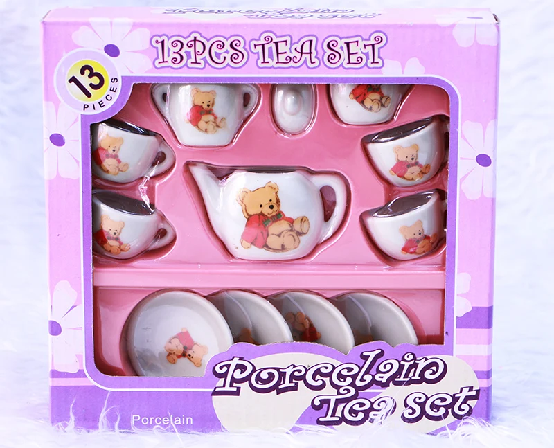 

Children play house toy porcelain teat set kitchen toys for kids girls doll furniture set birthday gift educaitonal toy