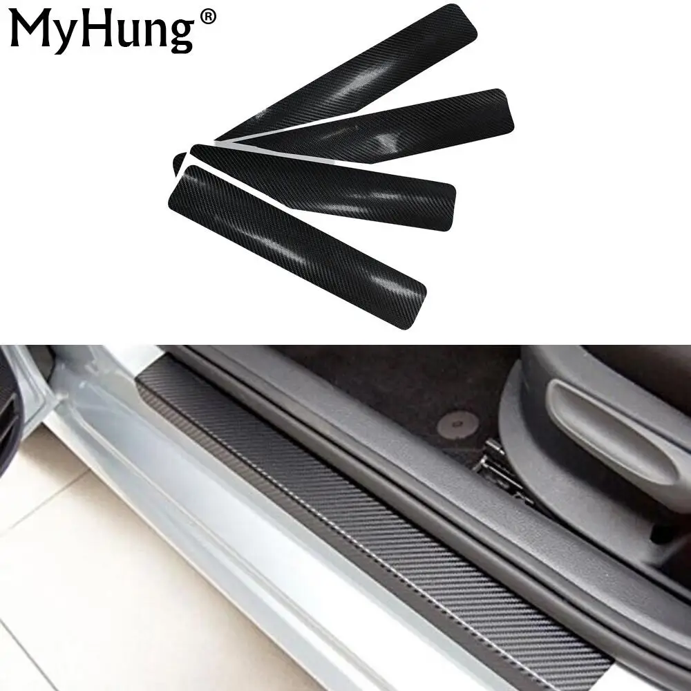 Us 9 95 24 Off Car Door Sill Carbon Fiber Vnyl Sticker For Ford Ka Fusion C Max Mustang Taurus Escape Edge Flex Explorer Everest F 150 4pcs In