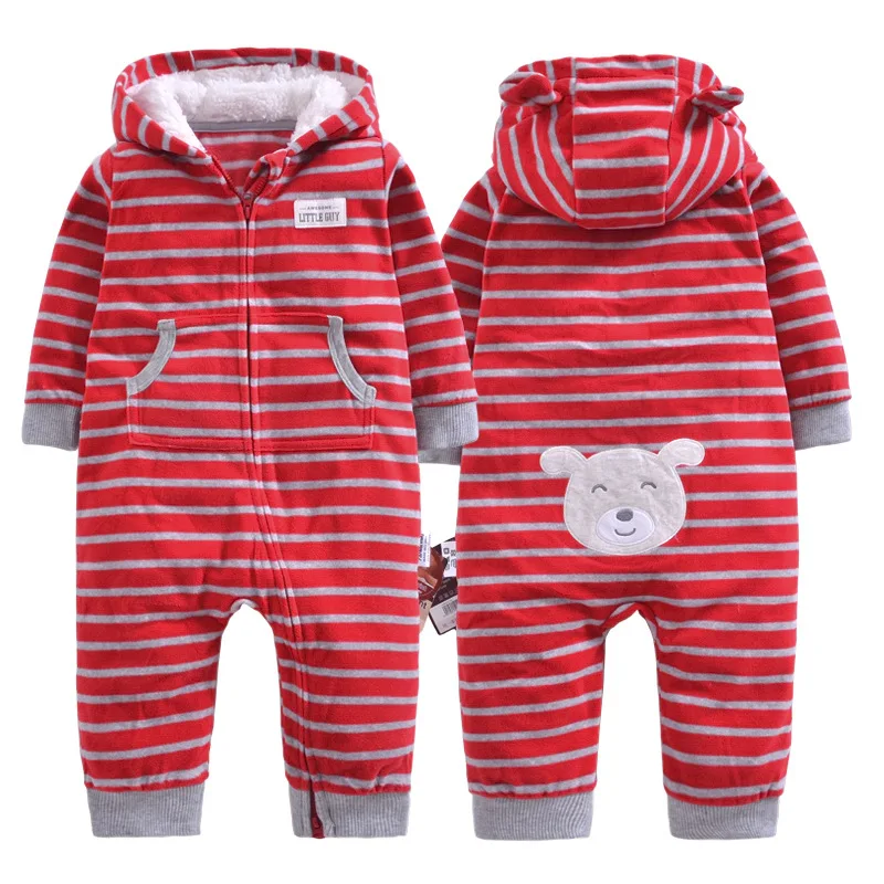 Весенние детские комбинезоны для мальчиков; Одежда для новорожденных; флисовые ползунки; теплые детские комбинезоны от «harlan» для девочек; Одежда для маленьких мальчиков; комбинезон - Цвет: Gray red strip