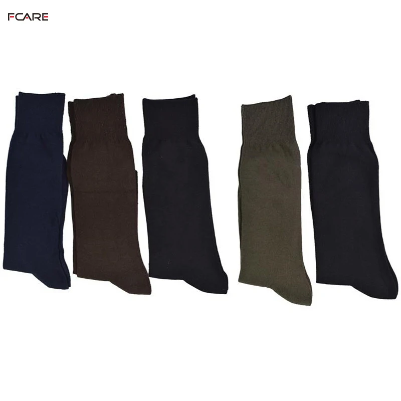 Fcare 10 шт = 5 пар длинные ноги бизнес 44-47 crew Мужская одежда хлопок черный, синий, коричневый и армейский зеленый плюс большой размер носки