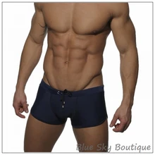 Новейший дизайн, сексуальные мужские плавательные трусы, мужские шорты для купания, мужские темно-синие плавки, S/M/L/XL, мужские нейлоновые пляжные шорты