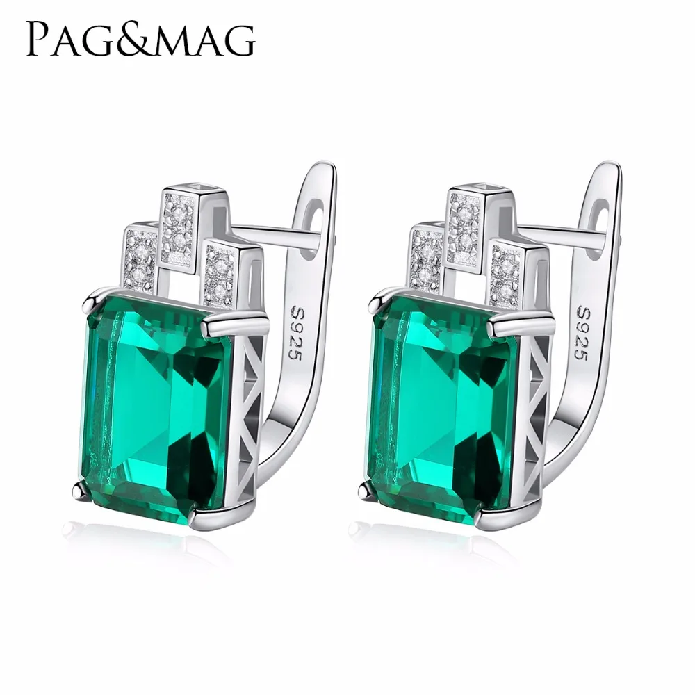 

PAG&MAG Fashion Princess Topaz Genuine 925 Sterling Silver Stud Earrings for Women Engagement Wedding Gift Statement Earrings