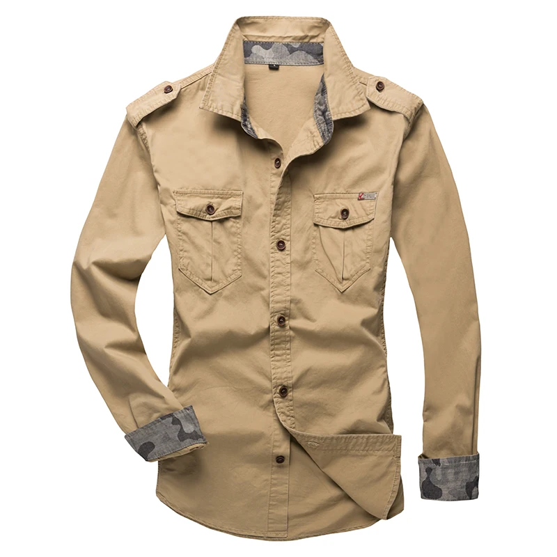 Acheter 2019 Nouveau Hommes Tactiques Marque Chemise Outillage Militaire Style Camisa Sociale Mode Solide Coton Bandoulière Chemise à manches longues