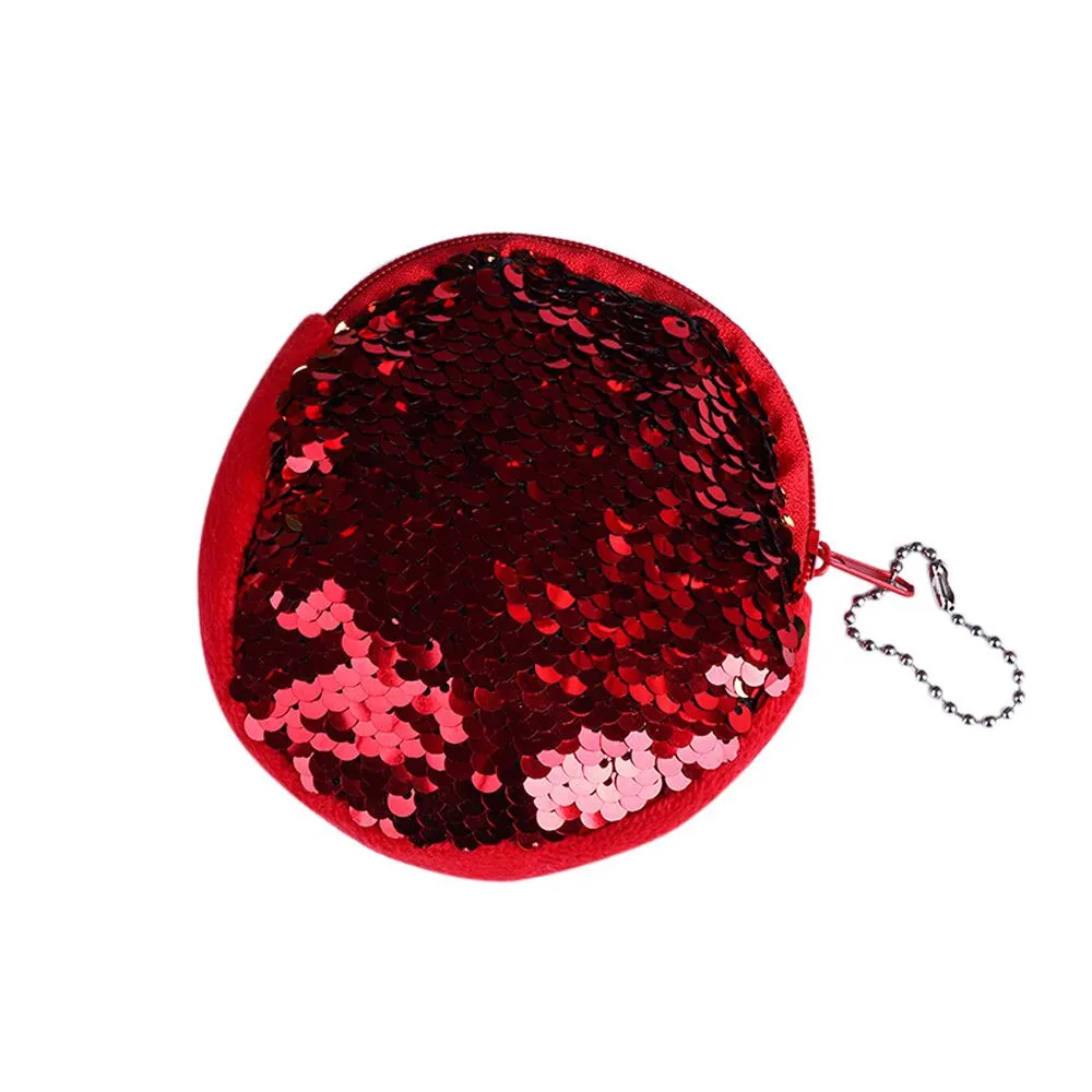 

Multicolor Unisex Girls Fashion Sequins Coin Purse Ladies Satin Pouch Wallet Circular Double Color Zipper Bag monederos kawaii