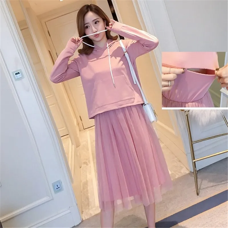 

Women Long Dresses Breast-feeding Maternity Nursing Dress Clothes for Pregnant Woman Nursing Sling & Hoodie Vestidos Plus Size