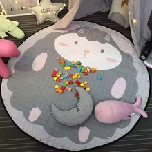 Меховой коврик коврики Детский игровой коврик ползающий коврик-головоломка с сумкой для хранения детские игрушки мешок для мелких предметов мультфильм овца медведь Жираф