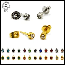 BOG-pendiente de acero quirúrgico con gema de zirconia cúbica, pendiente de cartílago Tragus de la oreja, Piercing para el cuerpo en 12 colores, joyería
