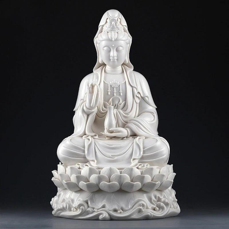 Guanyin Statue, Sculpture Art White Porcelain Buddha Statue Home