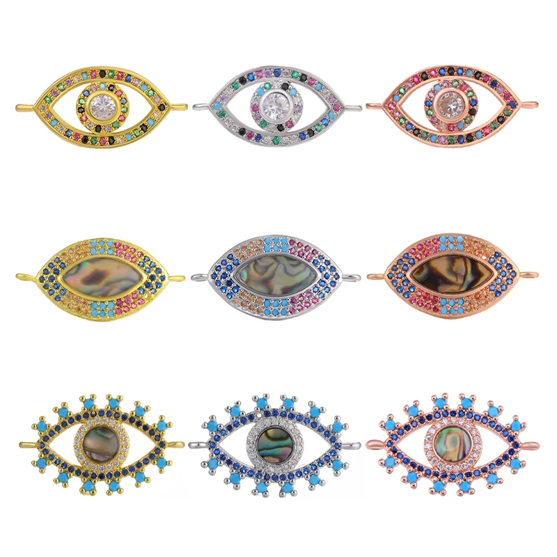 

Juya DIY Colorful Stones Jewelry Accessories Supplies Shell Hamsa Greek Evil Eye Charms Connectors For Women Men Bracelet Making