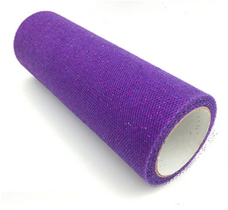 9.2m 15cm Glitter Tulle Rolls Sparkly Glitter Sequin Tulle Mesh Baby Shower Tutu Skirt Organza Table Runner Party Wedding Decor - Цвет: darkpurple