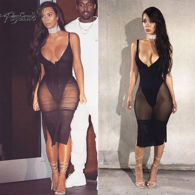 Vintage Kardashian Style Kim Dos Robe Nu D'été Noir Maille Sexy lFK35uT1Jc
