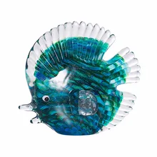 Голубые полосы тропические рыбки стеклянные фигурки Юго-Восточной Азии художественный подарок ремесло Хрустальная Статуэтка домашний стол украшение офиса