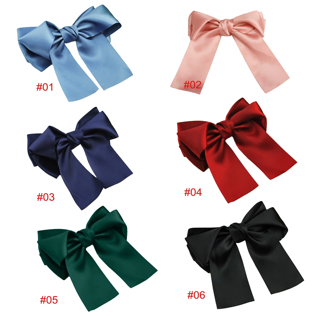 Hair Accessories  Women Multicolor Satin Ribbon Bow Hair Clips Barrette Ponytail Holder