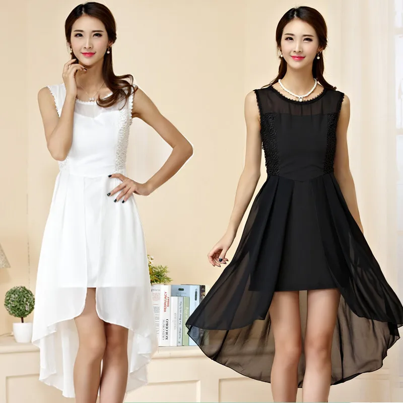 

M~3XL Plus Size 2018 Sexy Asymmetrical Irregular Lace Chiffon High Low Formal Graduated Big Party Puffy Dress Vestido Formatura