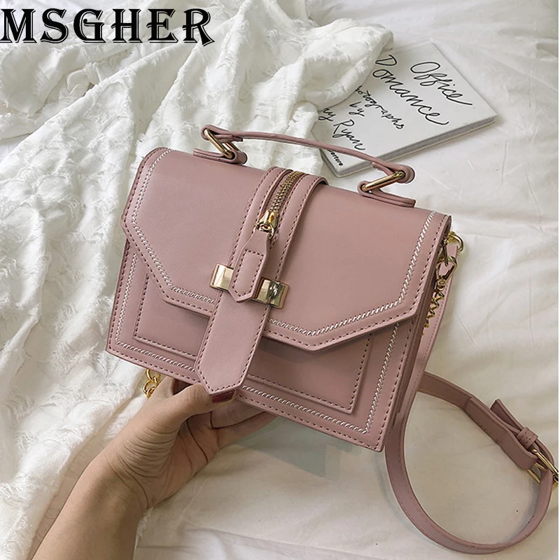 

MSGHER Handbags Women High Designer Shoulder Bags Female Chain Small Bags Fashion Hasp Bags Quality PU Crossbody Bags