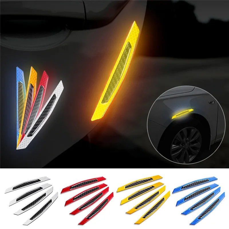 

4Pcs Car SUV Body Door Reflective Safety Durable Portable Convenient Useful Warning Anti-Collision Sticker Protector#291259
