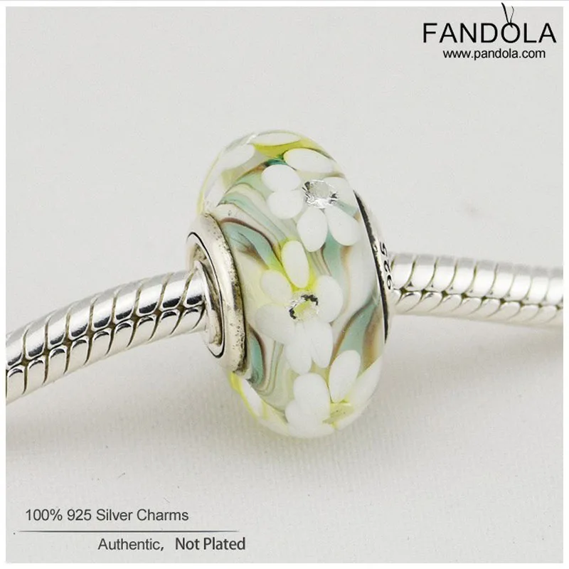 

Flower Murano Glass Charms Bead Authentic 925 Sterling Silver Mixed Colours Crystal Beads For Jewelry Making DIY Bracelets