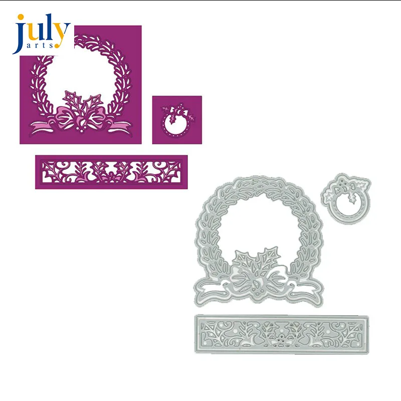 

Julyarts Flower Garland Metal Cutting Dies Wreath Heart Stencils Voor DIY Scrapbooking Embossing Decoratie Craft