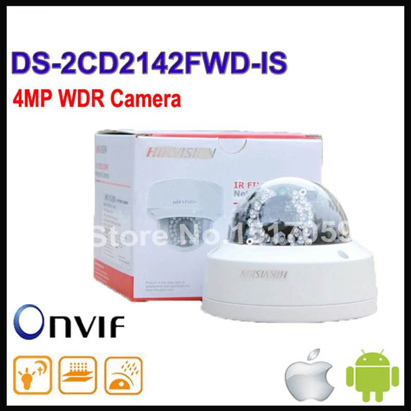 In stock Free shipping Hikvision DS-2CD2142FWD-IS 4MP mini dome network cctv camera, P2P 1080p IP camera POE 120dB WDR