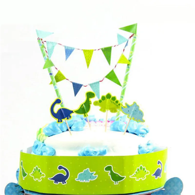

1pc Princess Pirate Dinosaur Theme Cupcake Topper Cartoon Cake Flags Banner Kids Boy Girl Birthday Baby Shower Cake Decoration