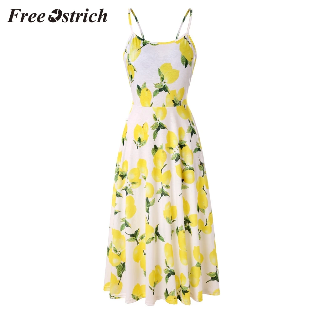 Womens Sleeveless Dress Sale Adjustable Strappy Elegant Print Summer Pleated Swing Dress