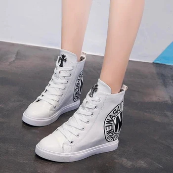 

Women Wedges Causal Shoes Woman Breathable Platform Leather Shoes Hidden Wedge Sneakers vulcanize shoes Zapatillas Mujer v592