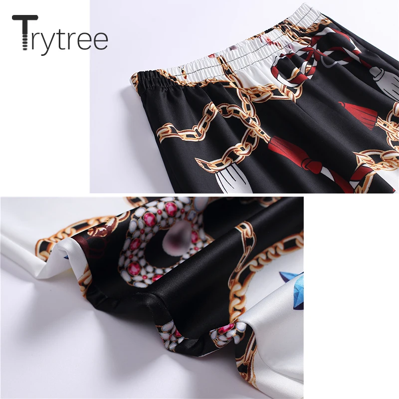 Женский шелковистый костюм Trytree комплект из двух предметов с принтом