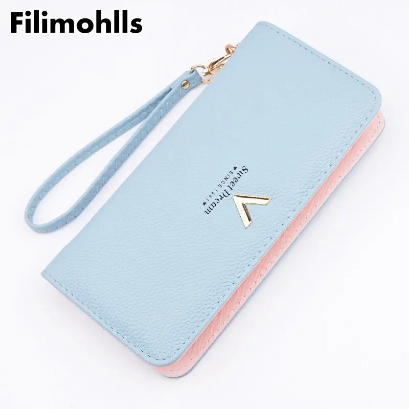 

Brand Designer Leather Wallets Women Purses Zipper Long Coin Purses Money Bags Card Holders Clutch Phone Wallets Female F-4