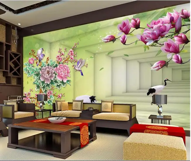 

3d wallpaper custom mural non-woven wall stickers Dream peony shape 3 d TV setting wall space extension wallpaper for walls 3 d
