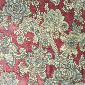 

Deluxe Dark Red Foral Jacquard Soft Heavy Chenille For Upholstery Sofa Curtain Fabric 280cm sell by meter