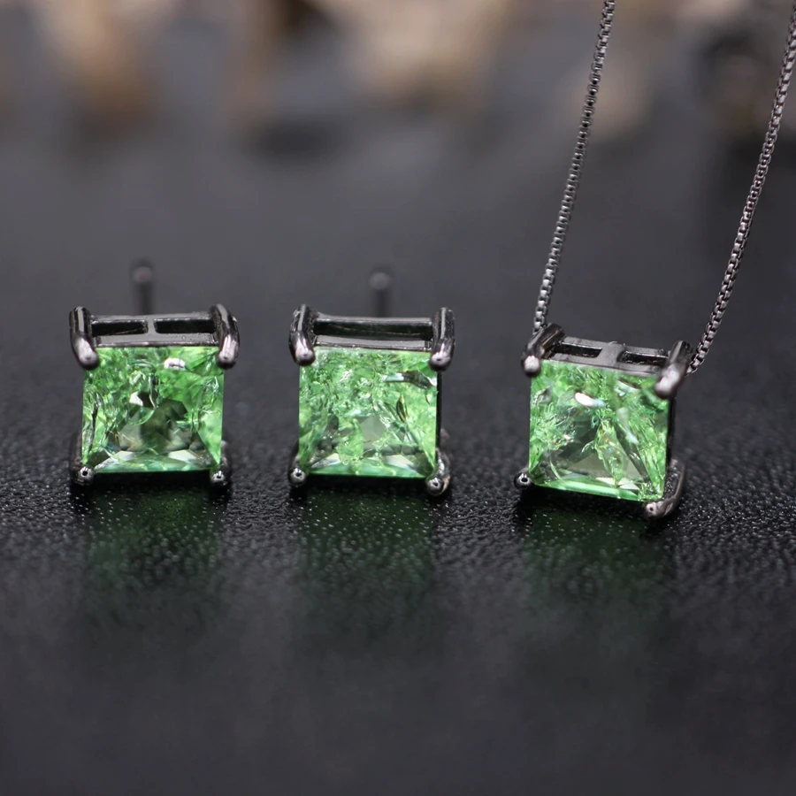 Square earring pendant necklace jewelry set3