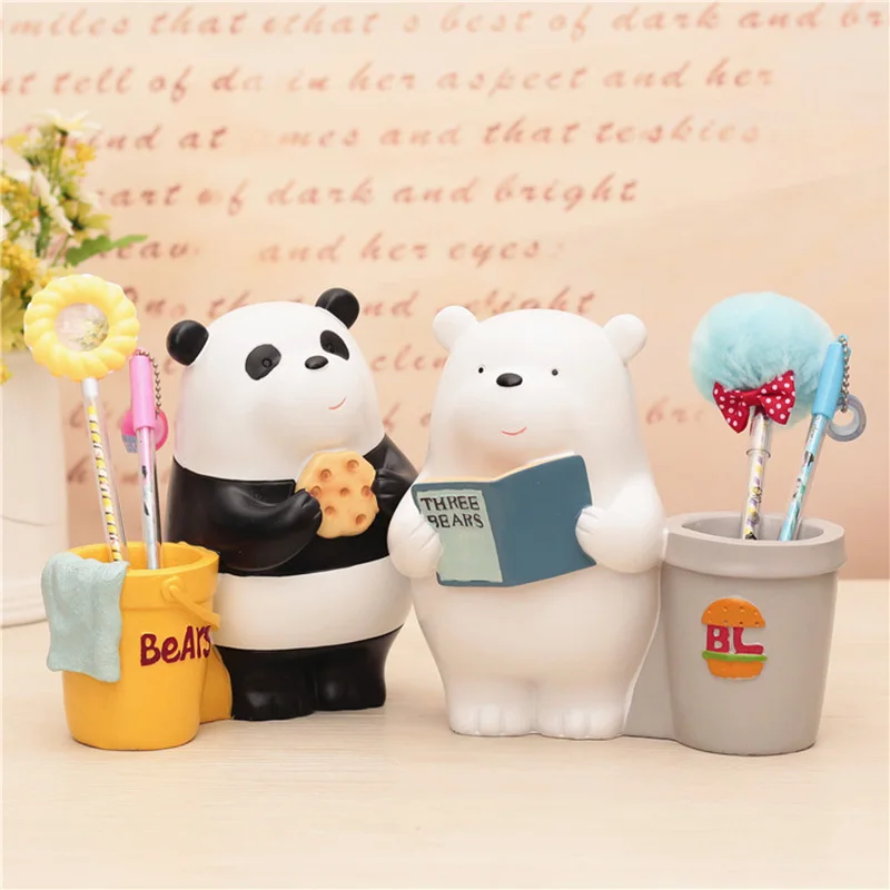 Kopen Moderne Kid Student Kerstcadeau Hars Beer Model Handwerk Etui Pen Houder Woondecoratie Miniaturen Inrichting Craft