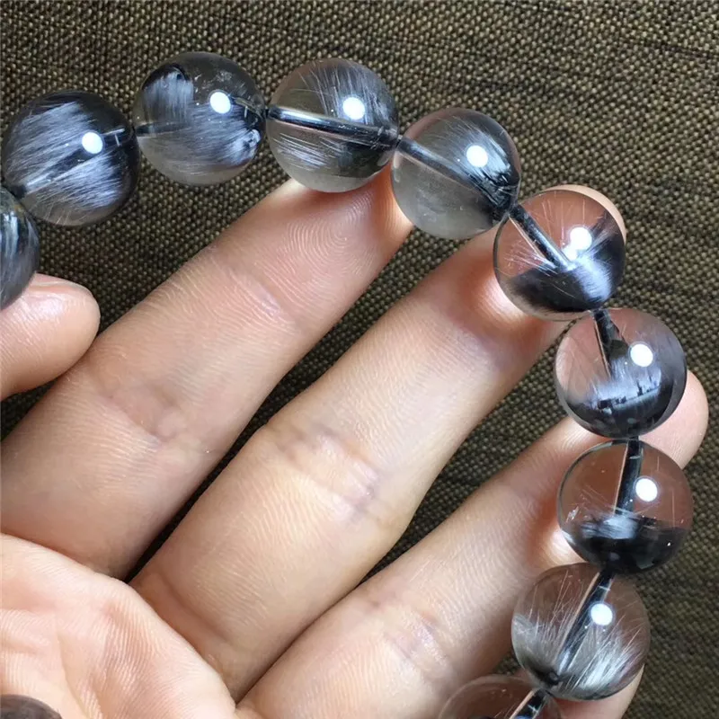 Natural Brookite Platinum Silver Rutilated Quartz Bracelet  (2)
