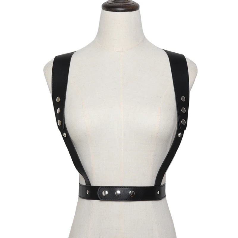 

Men Women Unisex Punk silver gold Leather Harness Wide Waist Belt causal Body Bondage Sculpting Cage leather Suspenders Belts