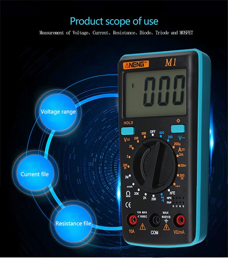ANENG M1 синий цифровой мультиметр Multimetro esr Транзистор тестер цифровой RM Mastech uni мультиметр метр Sanwa мультиметр