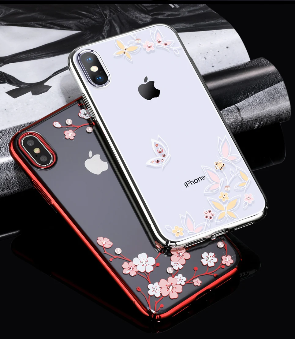 KINGXBAR for iPhone Xs Max Flower Case for iPhone Xs Case Thin Transparent for iPhone Xs Max Cover Luxury Crystal from Swarovski (16)