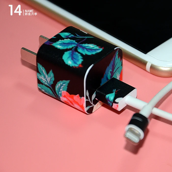

Factory high quality custom Skins cover for iphone iPad 2pin charger covers for iphone iPad 2pin charger #TN-2pin-014