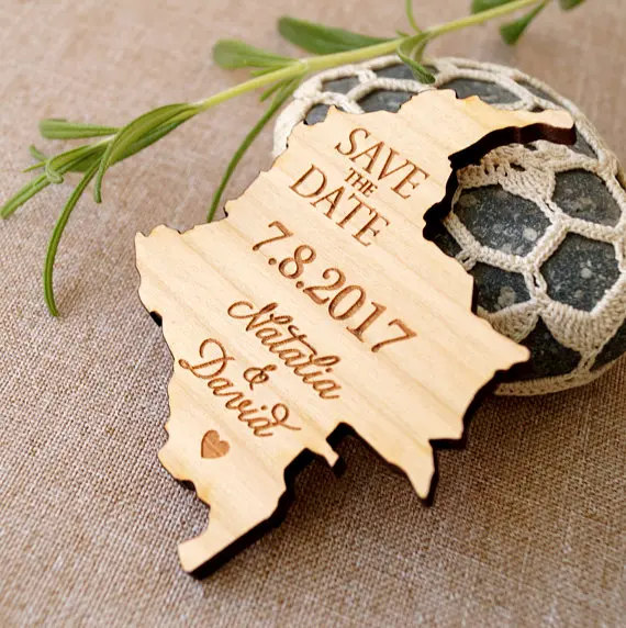  Custom State shape invitations Wedding Save the Date Magnets set  wedding gifts for guests Rustic f - 32954242285