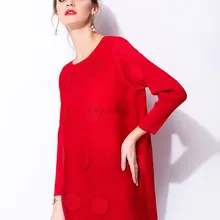 Miyake слово моды раза Длинные рукава Чистая Пряжа футболка