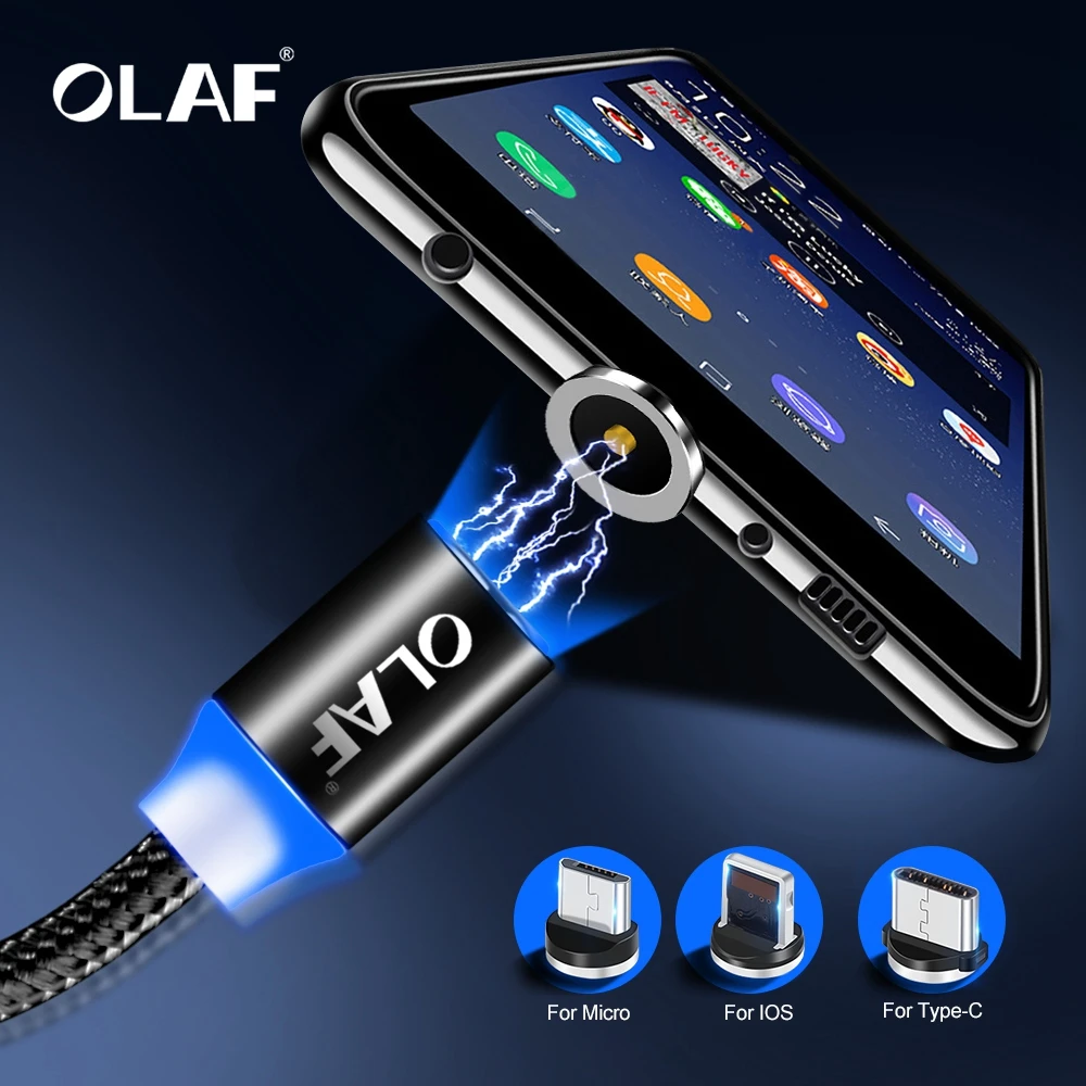 Магнитный зарядный кабель OLAF 2 м Micro USB для iPhone XR XS Max X магнитное зарядное